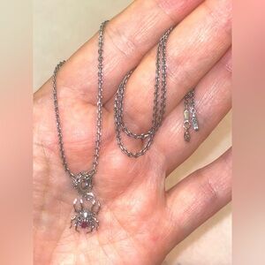 🕸️🕷️Gothic Spider 🕷️ 925 Silver Necklace (Unisex) Corundum stone 🕷️🕸️